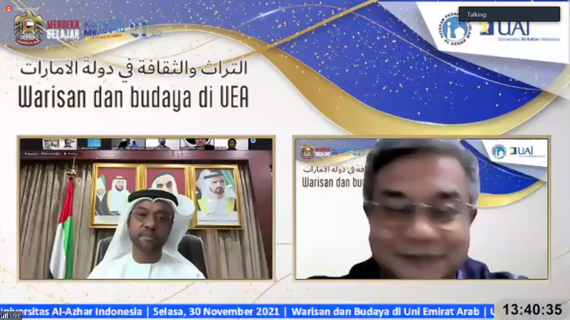 “I enjoyed my collaboration with UAI and its always nice coming back here” Remarked The Ambassador of UEA to Indonesia in Webinar of Heritage and Culture in UAE